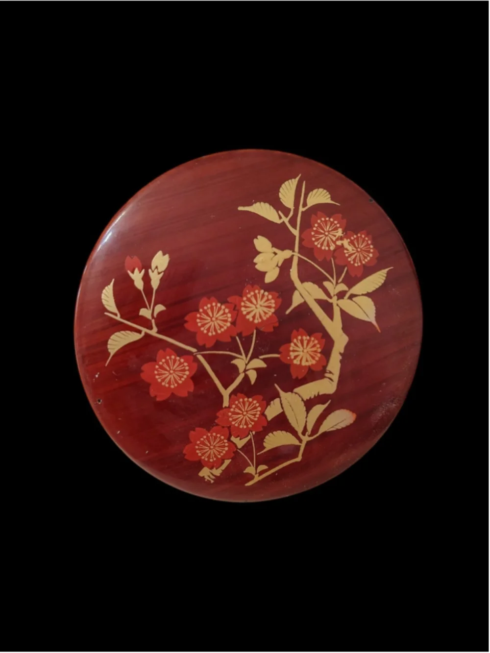 Vintage Japanese Lacquerware 4 Piece Coaster Set In Floral box MCM otagiri?